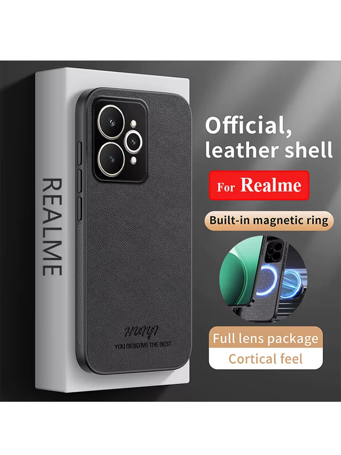 Clucy Silikon Schutzhülle mit matter Litschi-Ledertextur für Realme 15 14 13 12 Pro Plus in Schwarz und Weiß - Bild 5