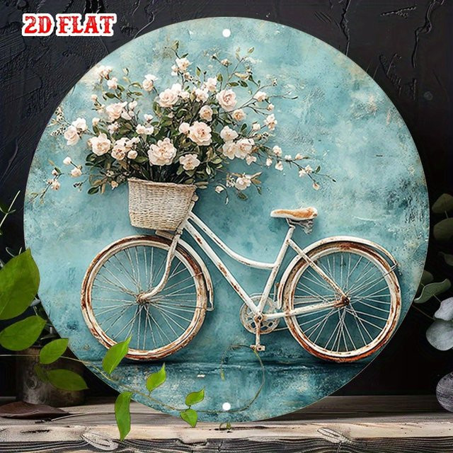 Potdemiel Vintage Blumenstrauß Metallschild rund, floraler Frühlingszauber, Durchmesser: 19,99 cm - Bild 1