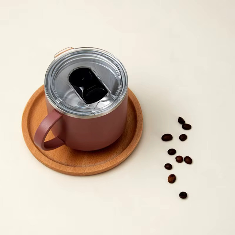 TYESO Thermosbecher aus 304 Edelstahl mit Griff und Deckel, Kalt- und Warmhaltefunktion, Grün, 330 ml - Bild 5