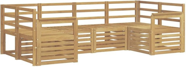 vidaXL Outdoor-Sofagarnitur 6-teilig aus Massivholz Akazie in Weiß mit L-Form und Latten-Design, B/T/H: 245 x 128,5 x 73 cm - Bild 1