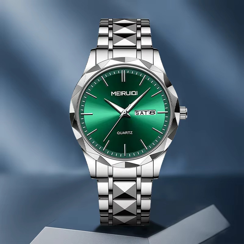 MEIRUIQI Armbanduhr Edelstahl, Silber, Quarz, Analog-Digital, Herren - Bild 3