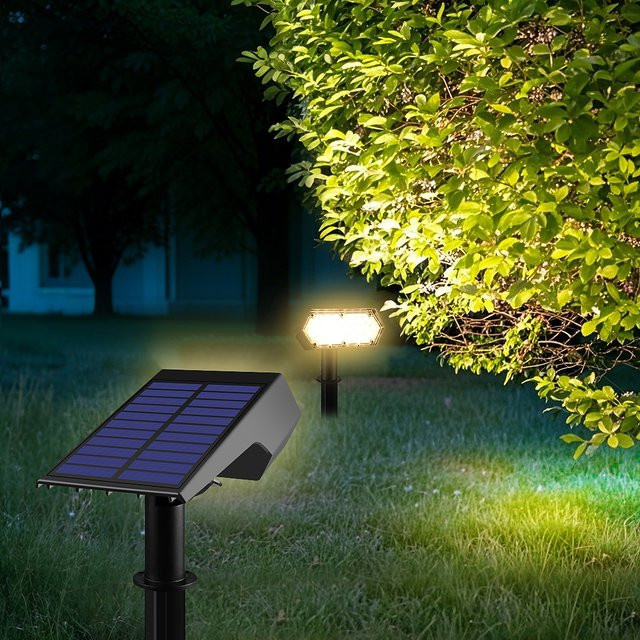 CHNAITEKE RGB Solar-Landschaftsstrahler mit 19 integrierten LEDs, IP65 wasserdicht, für Garten und Außenbereich - Bild 1