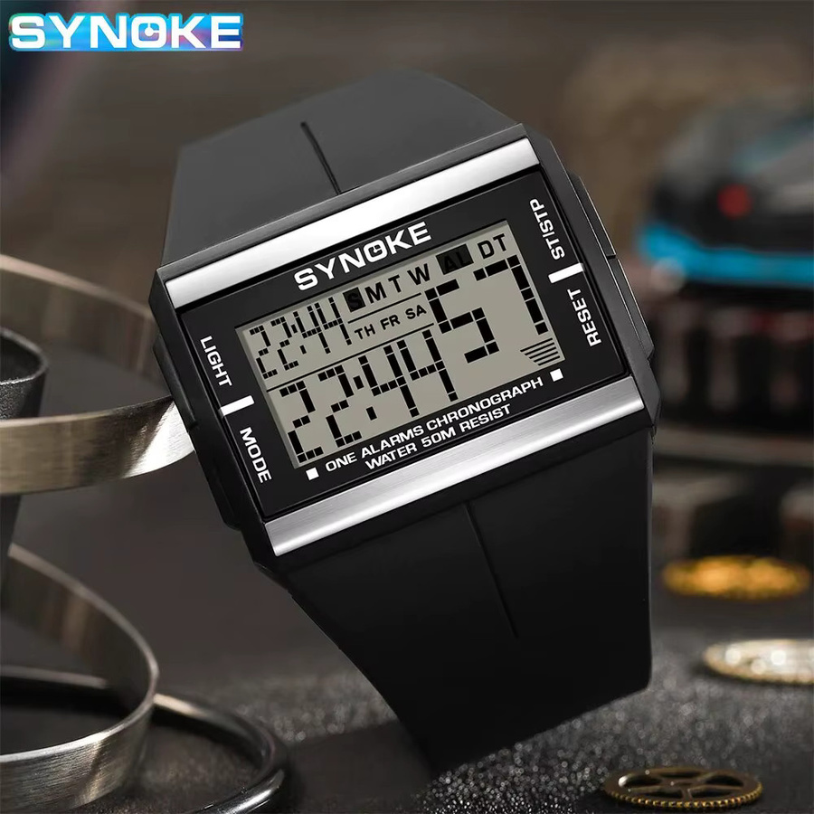SYNOKE Digitaluhr, Schwarz, Kunststoff, Herren - Bild 5