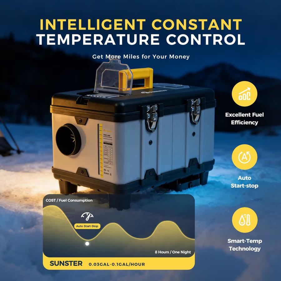 Sunster TB10PRO 8KW Diesel-Lufterhitzer mit Bluetooth-App, Belüftungsmodus und CO-Monitor für Camping, Boot und Fahrzeug, 12V/24V/220V - Bild 4
