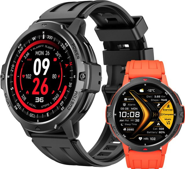 MISIRUN Smartwatch, GPS, 3 ATM, Silikon, Schwarz, Herren - Bild 1