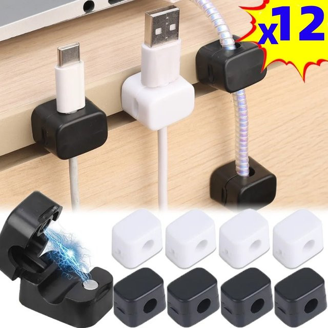 Magnetische Kabel Clips zur Kabelorganisation in Schwarz für USB-C Kabel - Bild 1