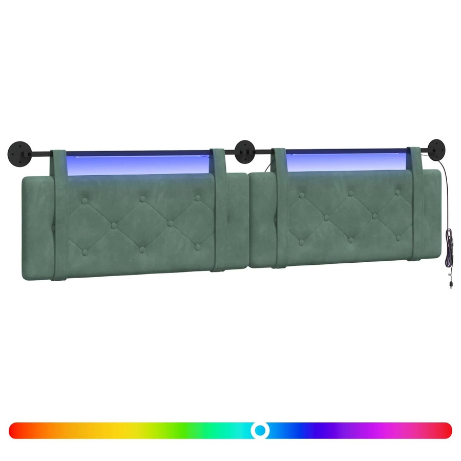 vidaXL Hängendes Kopfteil aus Samt mit LED-Licht in Meergrün, Breite: 120 cm, Höhe: 55 cm, Tiefe: 2 cm - Bild 2