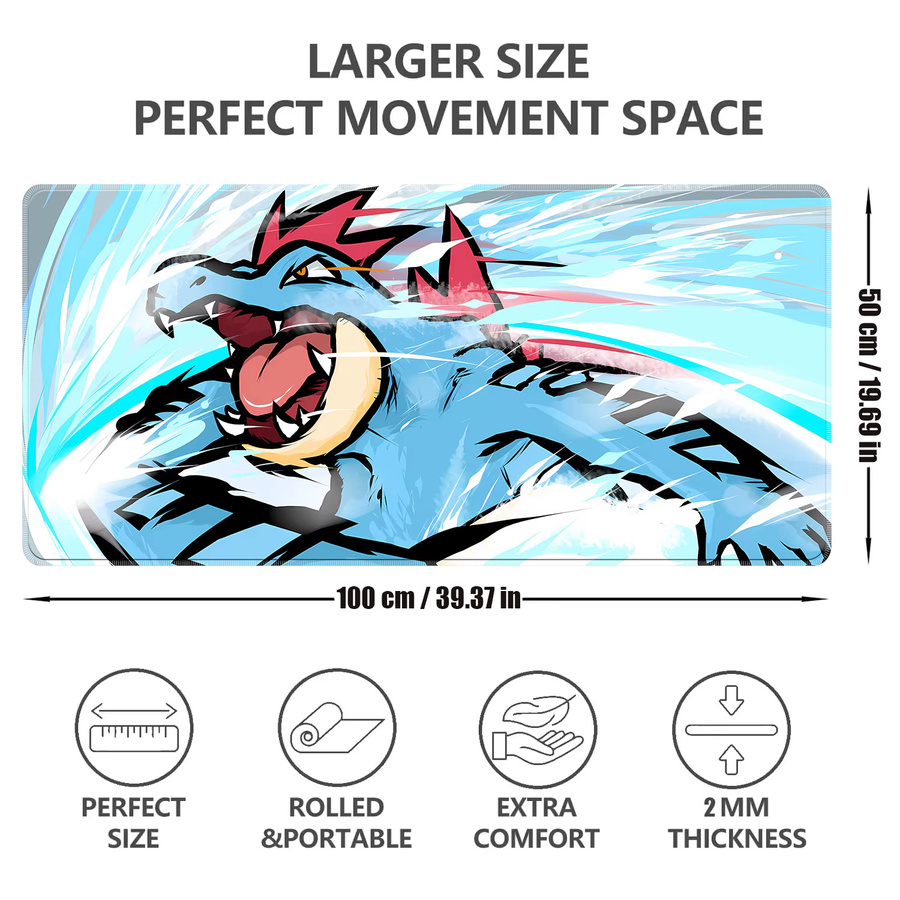 Bandai Pokemon Feraligatr Gaming-Mauspad wasserdichte Schreibtischunterlage in Multicolour - Bild 3