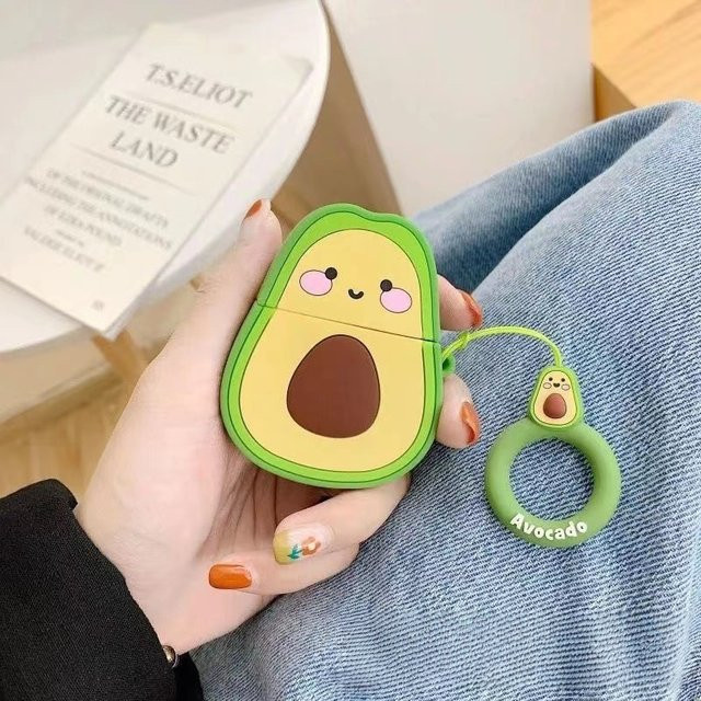 Niedliche 3D Cartoon Avocado Schutzhülle für Apple AirPods 2 in Grün - Bild 1