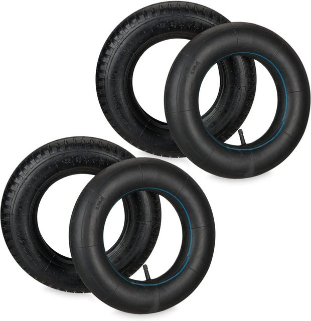Relaxdays Schubkarrenrad 2er Set aus Gummi in Schwarz mit Schlauch, Durchmesser: 37 cm, Breite: 8,5 cm - Bild 1