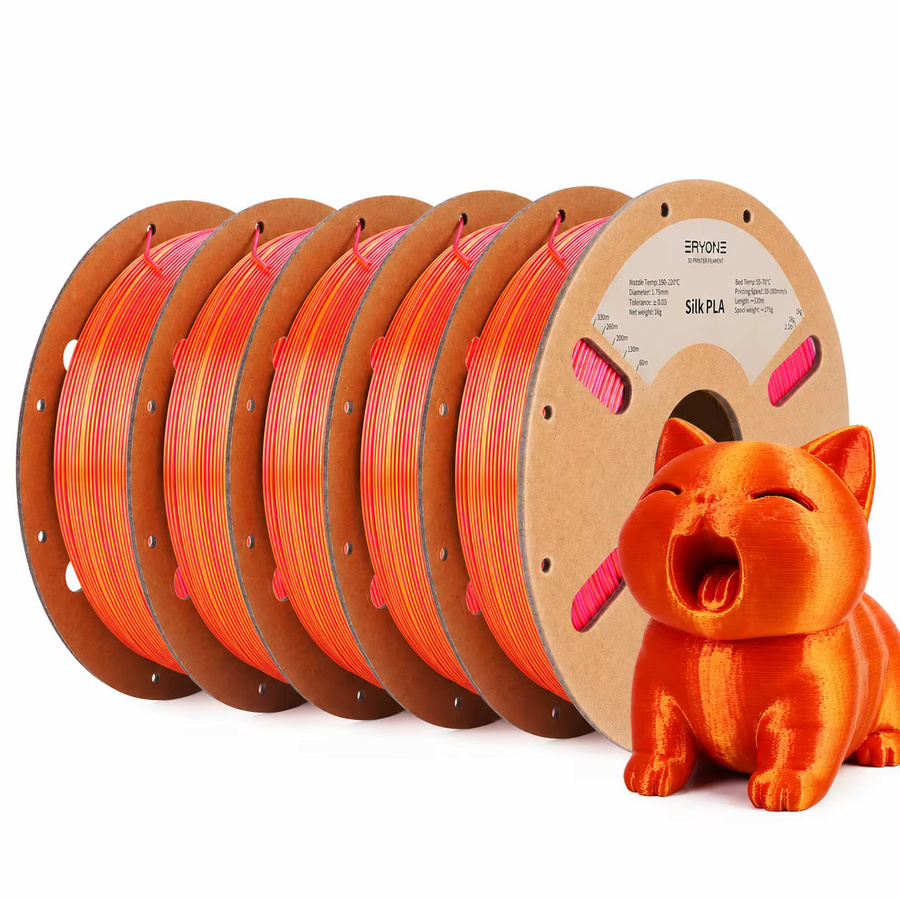 ERYONE Seiden-PLA-Filament 1,75mm Zweifarbig Glänzend, 5kg Großpackung (5 x 1kg) in Rot und Blau - Bild 2