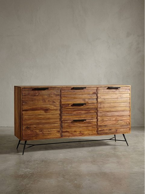 KADIMA DESIGN Sideboard im Industrial-Look aus Mango Massivholz und Metall, braun, B/T/H: 160 x 40 x 88 cm - Bild 1