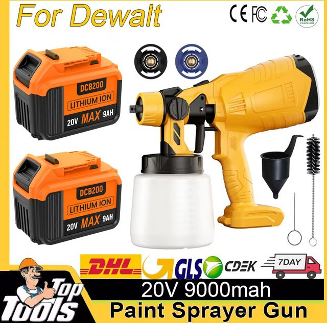DeWalt Elektrische Spritzpistole Gelb für 20 V Akku, Kabelloses Handwerkzeug zum Lackieren und Malen - Bild 1