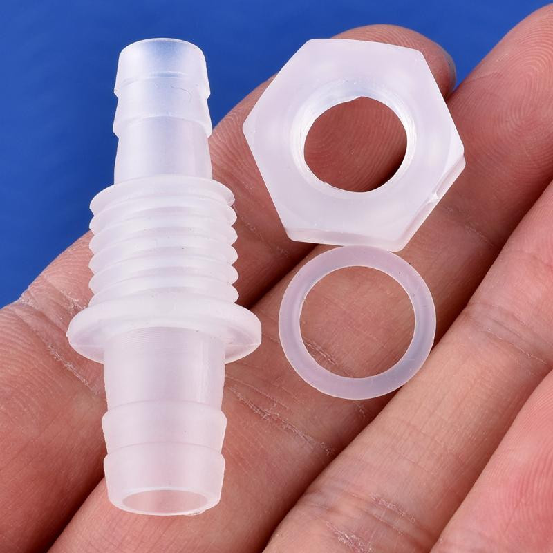 SgooHan Pagode Direktverbinder aus PP mit M6-16 Gewindemutter und O-Ring, 10 Stück, transparent, für Gartenbewässerung und Aquarientank - Bild 3