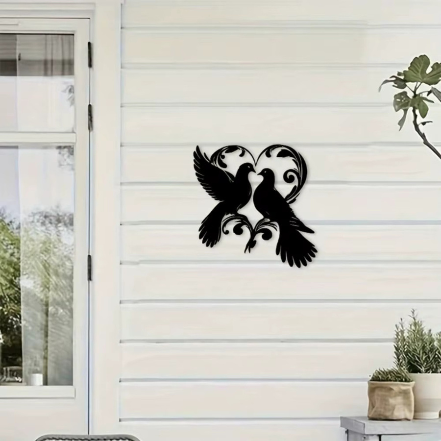 CIFBUY Metall-Blechschild Love Birds mit schwarzer Silhouette als moderne Wandkunst für dein Zuhause - Bild 3