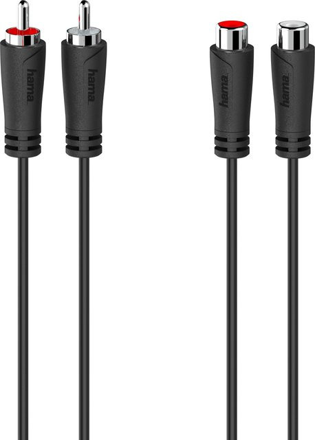 Hama Audio-Verlängerungskabel mit 2 Cinch-Steckern und 2 Cinch-Kupplungen in Schwarz, 5 m - Bild 1