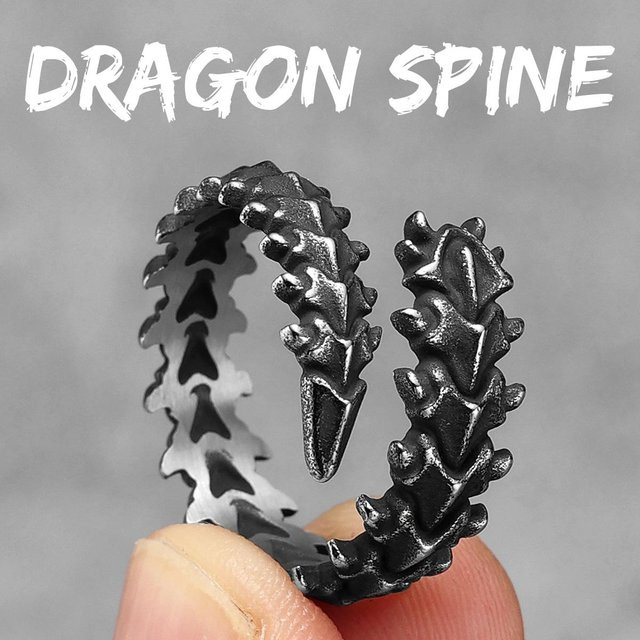 Eivil Ring Edelstahl, Drachenschuppen, Schwarz, Herren - Bild 1