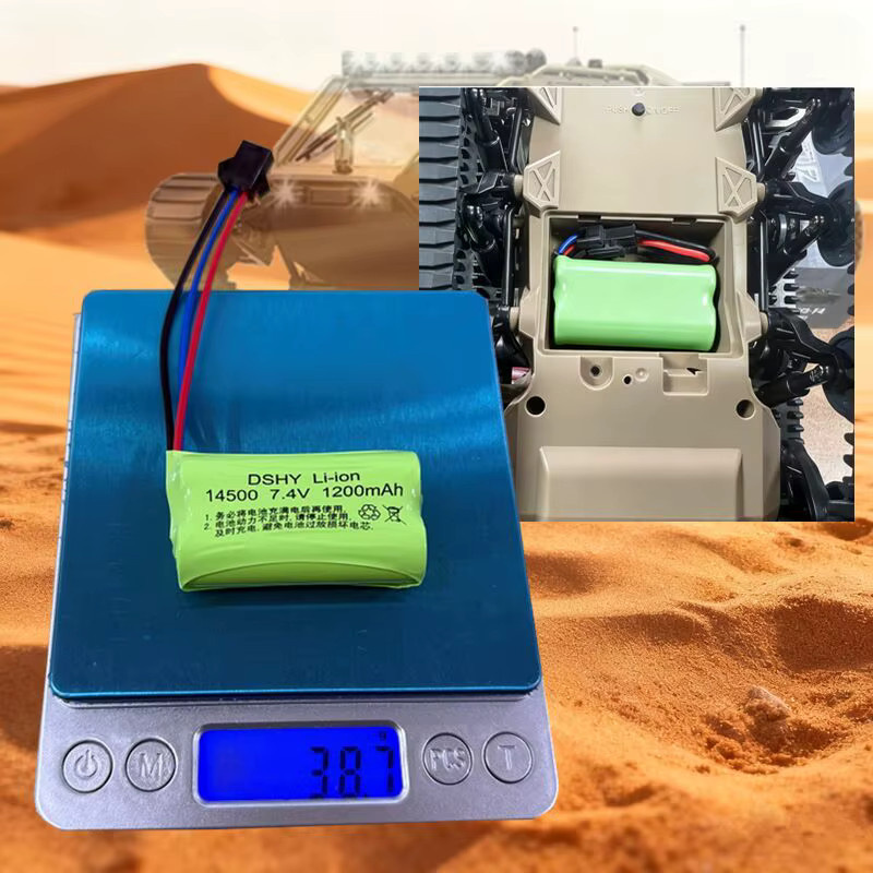 PYLRC Li-Ionen-Akku SM-3P 7,4 V 1200 mAh für JJRC C8812 Kettenpanzer RC-Auto und Fernbedienung, Grün - Bild 5