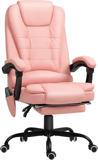 Vinsetto Ergonomischer Bürostuhl mit 7-Punkt-Massage und Liegefunktion in Rosa - Bild 1
