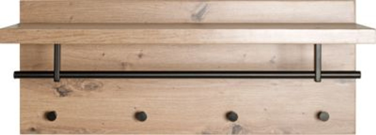 HAKU Wandgarderobe PARMA mit 4 Haken und Hutablage, Eiche-Dekor/Schwarz, B: 75 cm, H: 30 cm, T: 26 cm - Bild 2