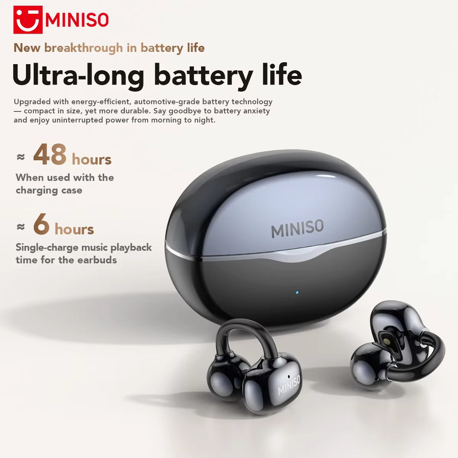 MINISO MS503 Bluetooth-Kopfhörer OWS Ohrclip Sport Drahtlose In-Ear Kopfhörer mit Herzfrequenzüberwachung in Schwarz - Bild 2