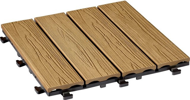 6er Set Klickfliesen WPC in Holzoptik Braun B/B: 30 x 30 cm - Bild 1