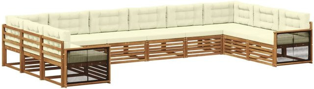 vidaXL Sofagarnitur aus Massivholz Akazie mit 10 Kissen in Beige - Bild 1