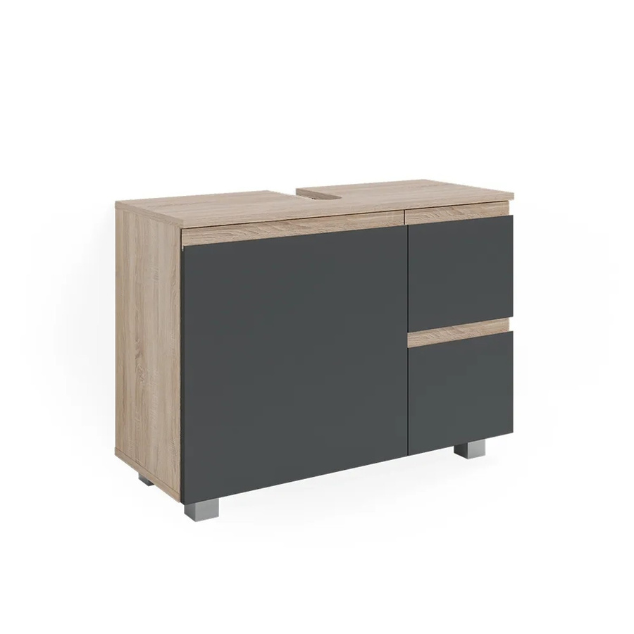Vicco Waschtischunterschrank J-Shape in Sonoma und Anthrazit, Breite: 80 cm, Tiefe: 61 cm - Bild 3