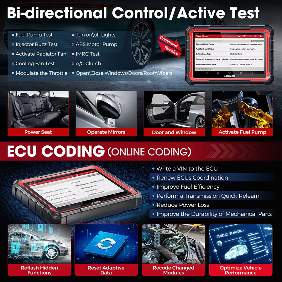 LAUNCH X431 PRO ELITE CANFD DOIP Auto-Vollsystem-Diagnosetool mit ECU-Coding und bidirektionaler Steuerung in Schwarz - Bild 3
