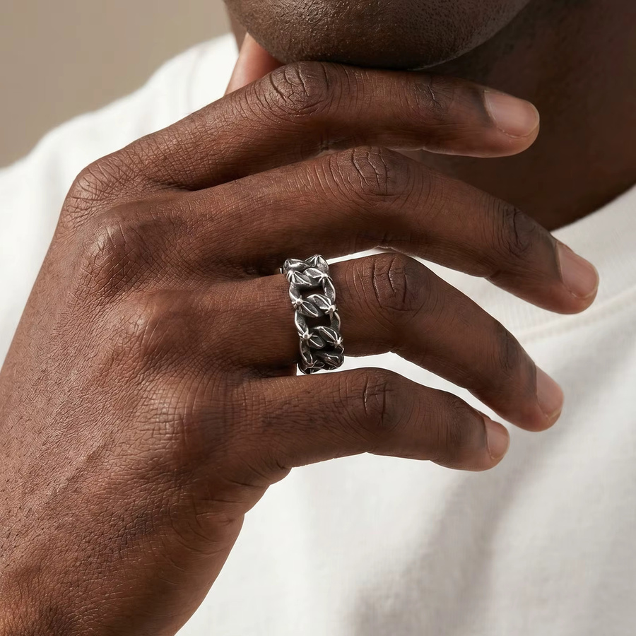 Vnox Ring Edelstahl, Silber, Vintage, Herren - Bild 2