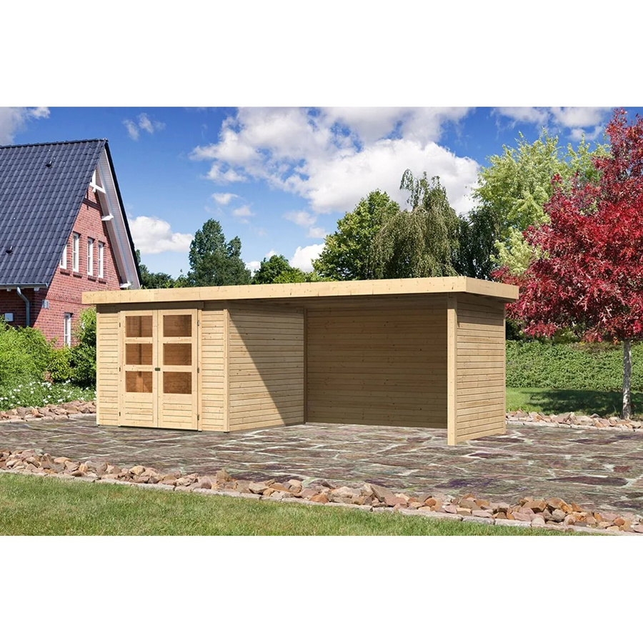Karibu Gartenhaus Boras Natur Flachdach Unbehandelt B: 238 cm, T: 242 cm - Bild 2