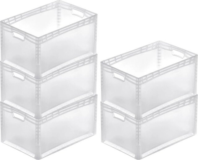 PROREGAL SparSet 5x Transparente Eurobehälter LightLine Transportboxen mit offenem Griff, H: 32 cm, B: 40 cm, T: 60 cm - Bild 1