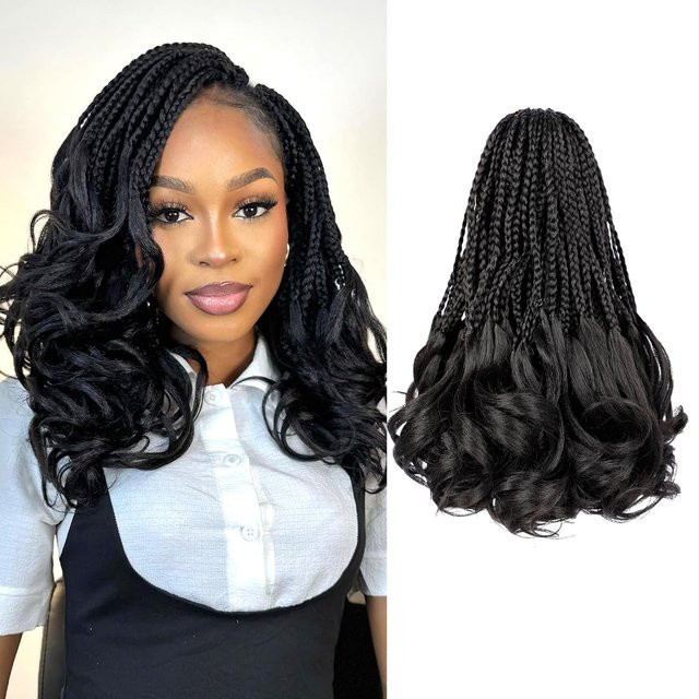 French Curl Crochet Braids Goddess Box Braids Häkelhaar, Synthetik - Bild 1