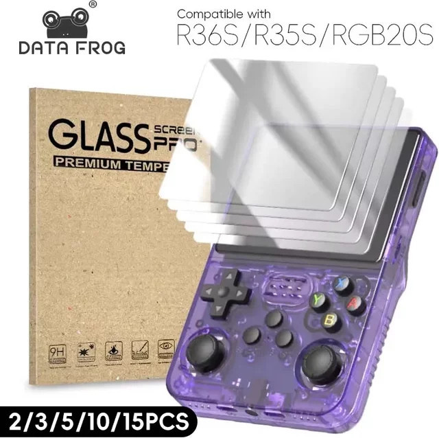 DATA FROG Displayschutzfolie aus gehärtetem Glas für R36S und R35S Handheld-Konsolen, transparent, 3,5 Zoll - Bild 1
