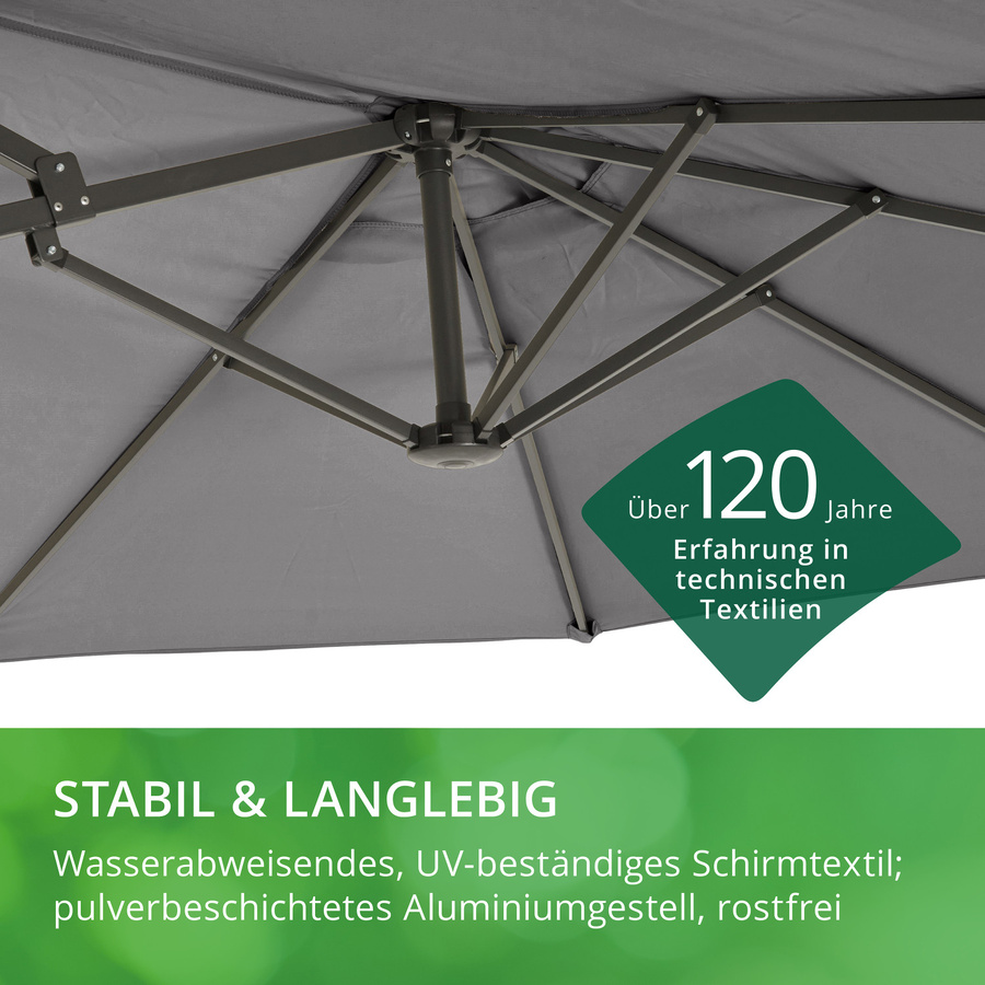 Leco Oval-Sonnenschirm DAS ORIGINAL in Anthrazit mit Aluminiumgestell, B: 460 cm, T: 270 cm, H: 245 cm - Bild 3