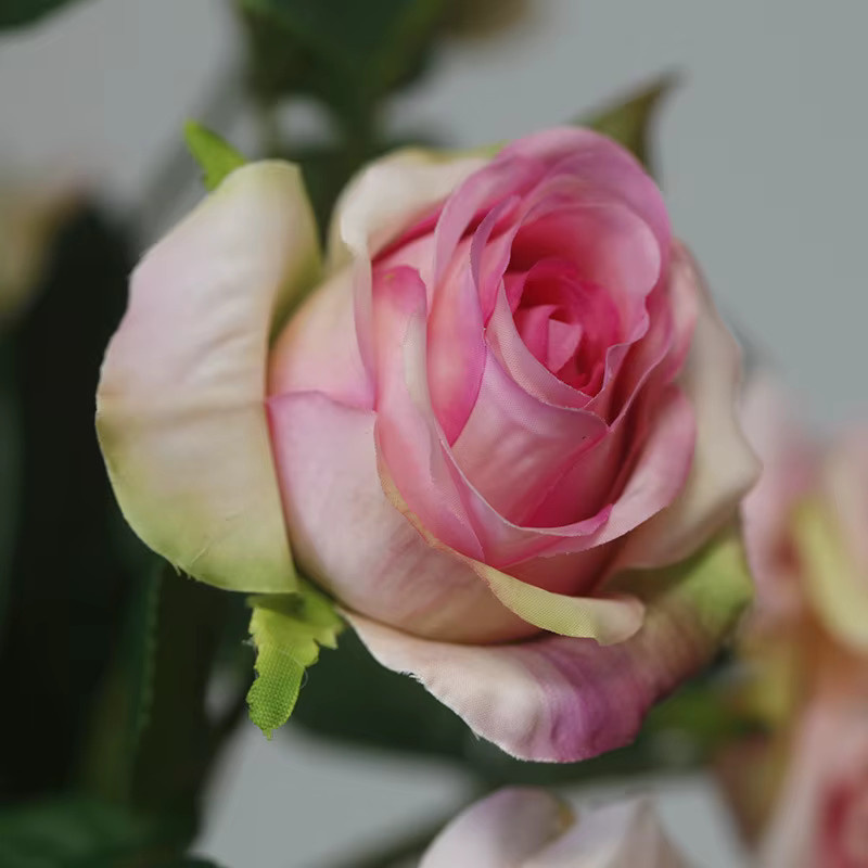 5 Stück künstliche Rosenblüten von Frequeback in Pink mit 3 Köpfen für deine Tischdekoration - Bild 4