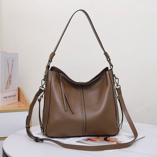 Wucifang Bags Schultertasche Rindsleder, khaki, Damen - Bild 1
