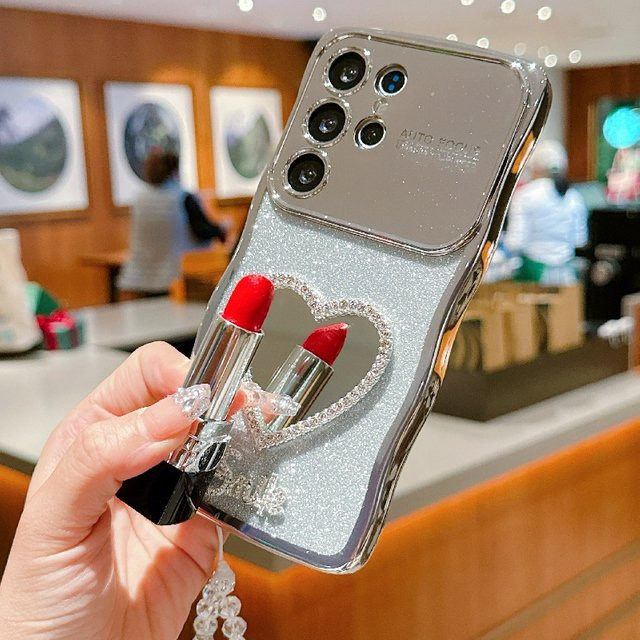 Glitzernde magnetische Handyhülle für Samsung S25 Ultra, S24 FE und S23 in Transparent mit Trageband und stoßfestem Design - Bild 1