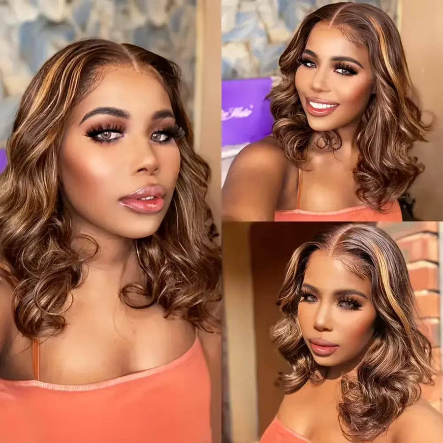 xbeauty Bob-Perücke Echthaar, Kurze Körperwelle, 200 % Dichte, Damen - Bild 2