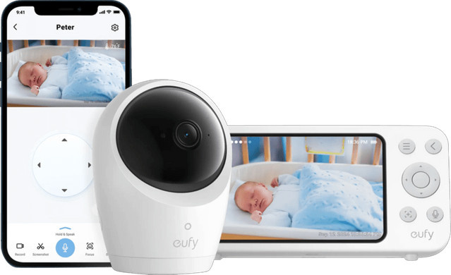eufy Baby Monitor E20 mit Kamera, Nachtsicht und App-Steuerung in Weiß - Bild 1