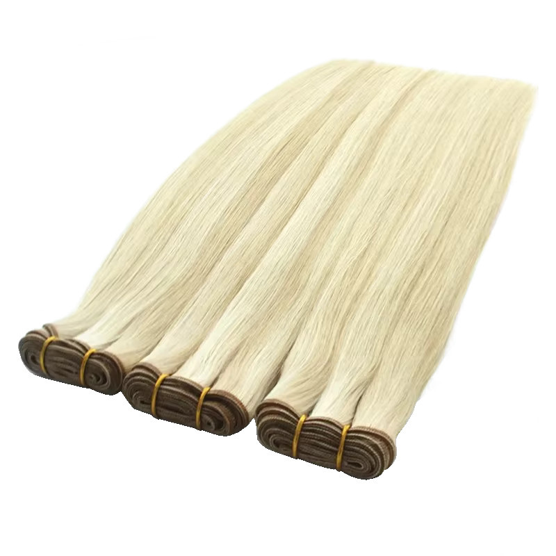 MESXN Echthaar-Tressen, Remy-Echthaar, glatt, blond, Unisex - Bild 1