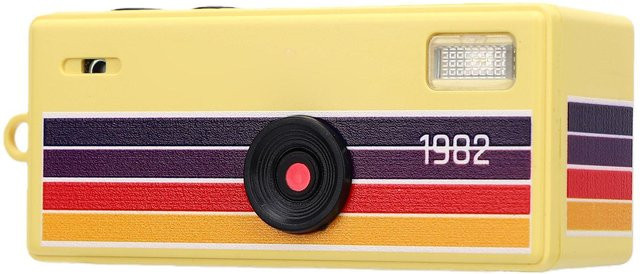 TOMTOP Retro-Digitalkamera als Schlüsselanhänger mit 0,96 Zoll Flip Farbbildschirm und Blitz in Schwarz Gelb - Bild 1