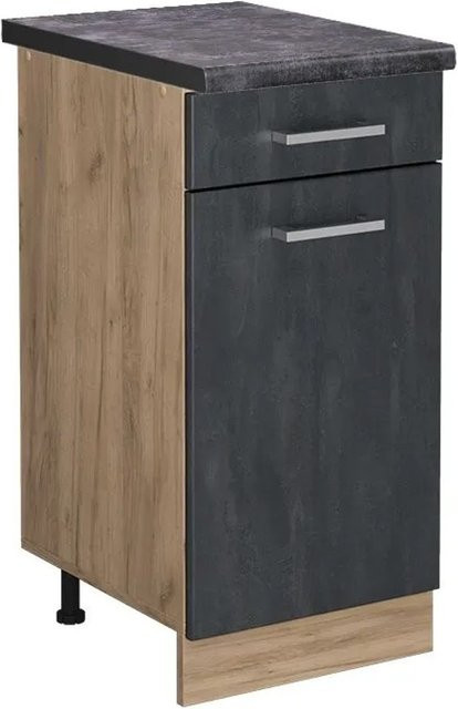 Vicco Küchenunterschrank R-Line Schubladenschrank in Schwarz Anthrazit mit Eiche Korpus Breite: 40 cm - Bild 1