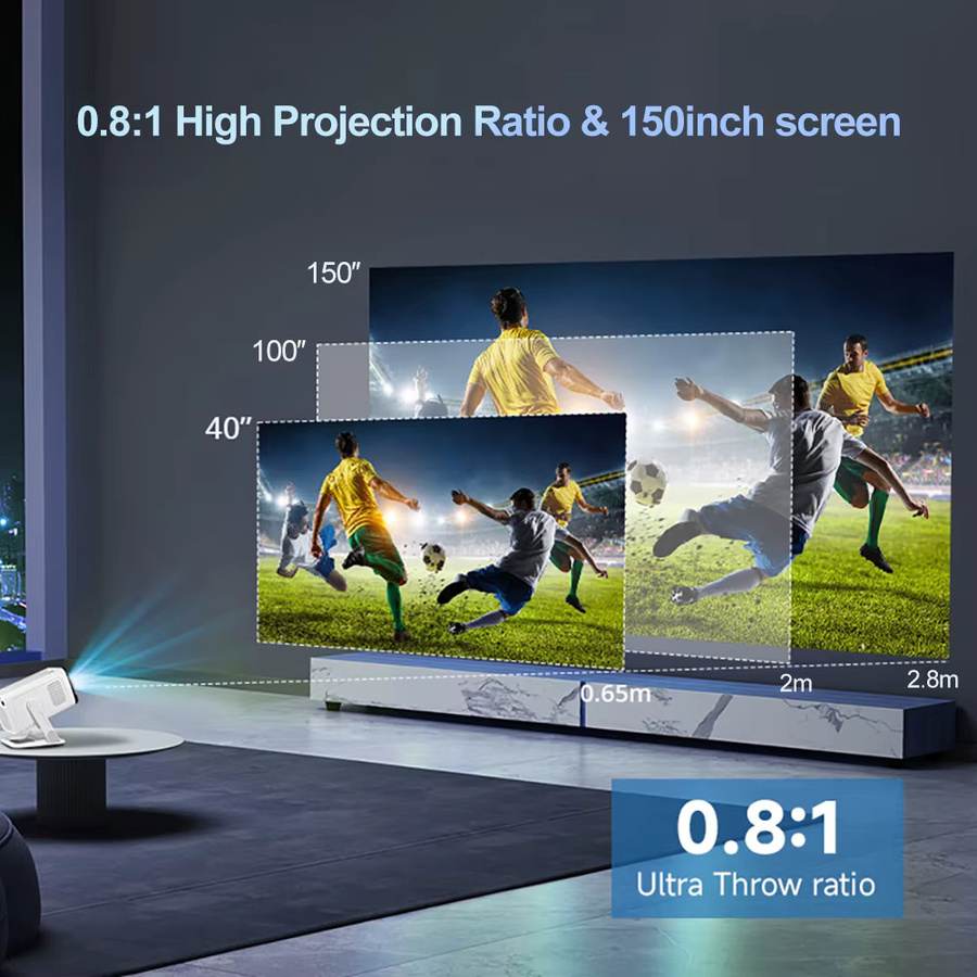 PROGAGA PG310 Smart Projektor mit WiFi6 und Bluetooth 5.4, Full HD Native 720P, 4K Unterstützung, 300 ANSI Lumen, Android Betriebssystem, Weiß - Bild 3