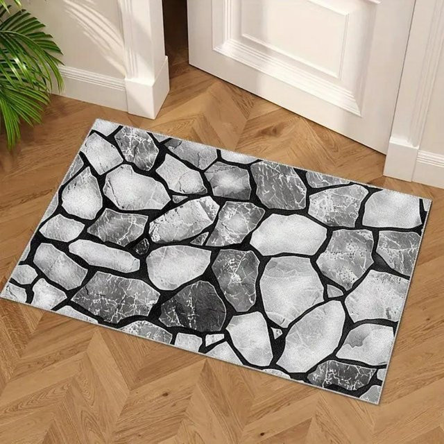 Rutschfeste Fußmatte Lodestar mit modernem Schiefermuster in Grau, B/B: 80 x 50 cm - Bild 1