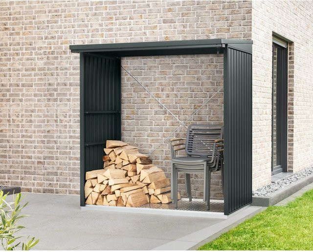 Ecostar Kaminholzregal Trend-V aus Metall in Grau, B/H/T: 181,4 x 198 x 102,5 cm - Bild 1