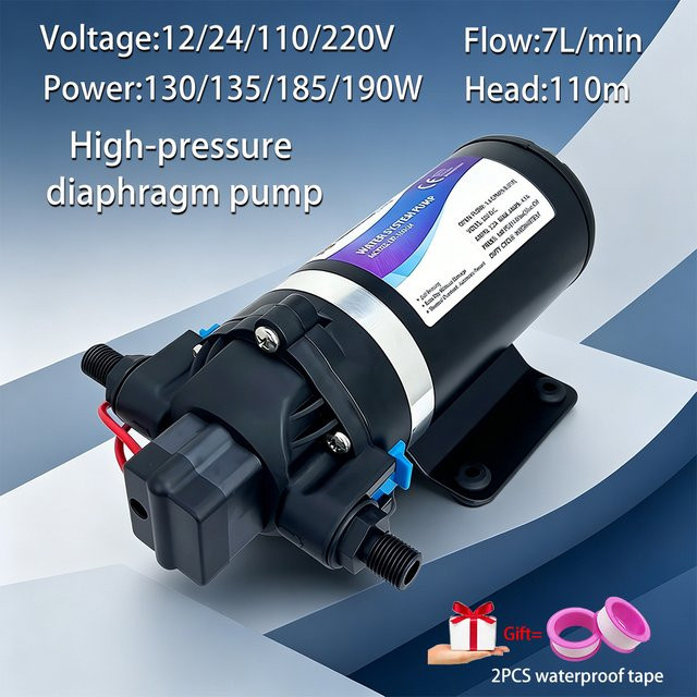 Hochdruck-Membranpumpe von xmshxltd mit Automatikschalter, 160PSI, 7L/min Förderleistung und 110m Förderhöhe für Autowäsche, Bewässerung und Hauswassererhöhung - Bild 1