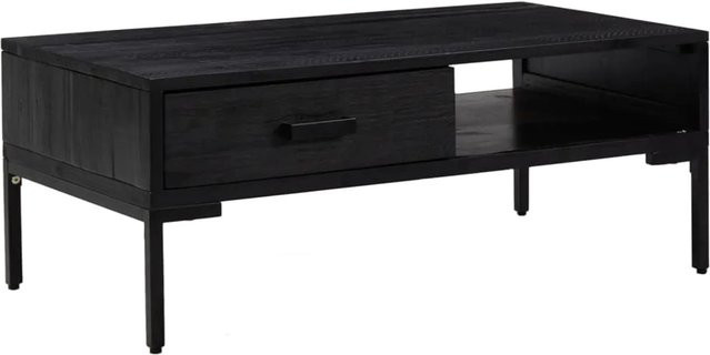 vidaXL Couchtisch aus massivem Kiefernholz in Schwarz im Industrie-Stil, B/T/H: 90 x 50 x 35 cm - Bild 1
