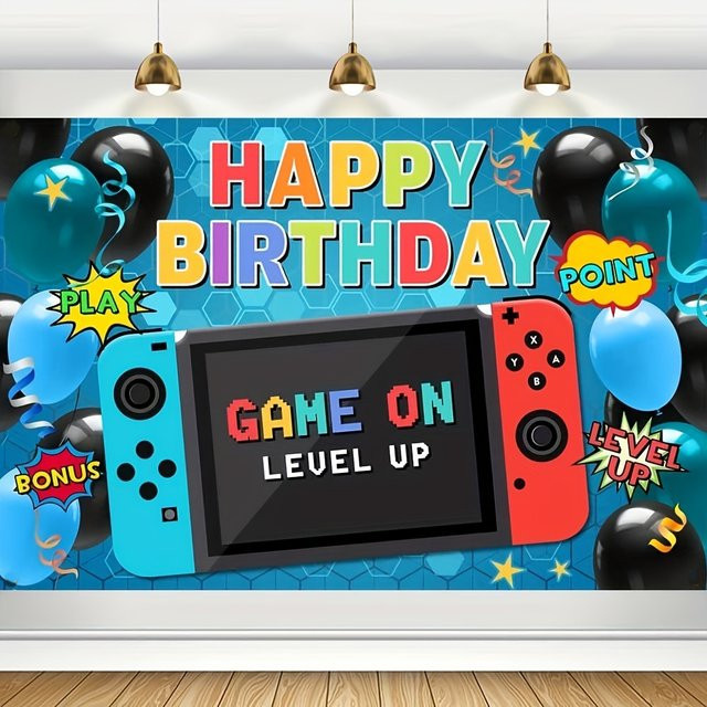Blaues Alles Gute zum Geburtstag Banner aus Papier als moderne Party Dekoration für deine Wandgestaltung - Bild 1