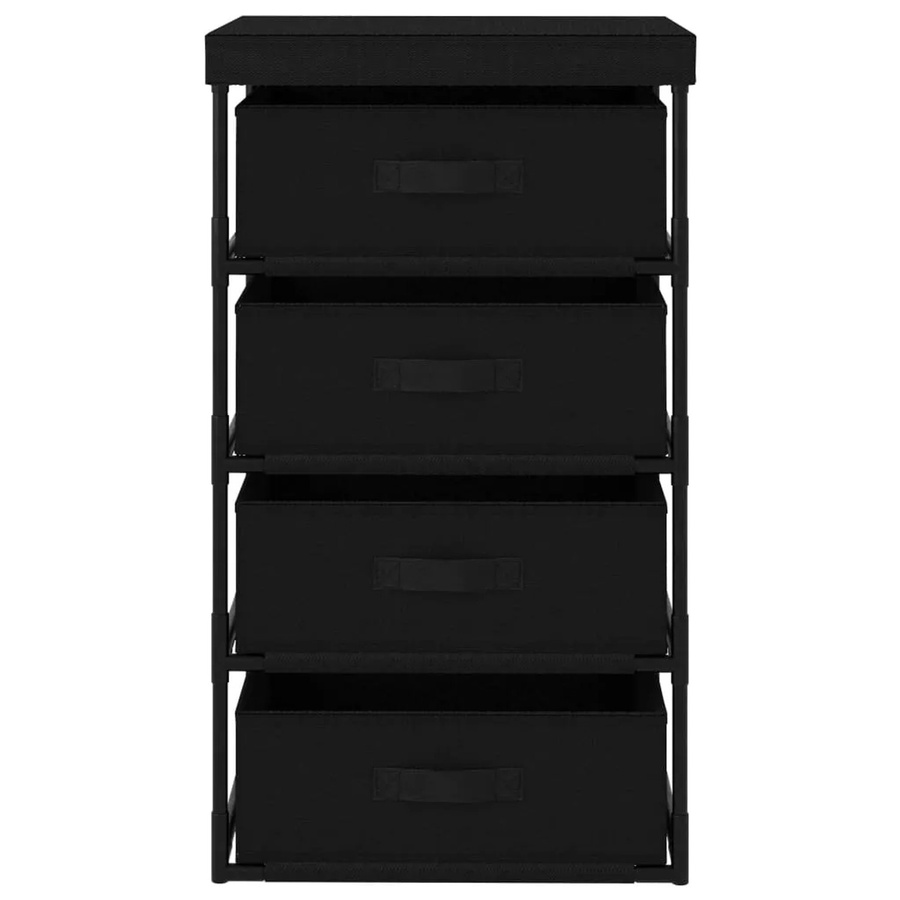 vidaXL Aufbewahrungsregal aus Stahl mit 4 Stoffkörben in Schwarz, B/T/H: 80,0 x 38,0 x 45,0 cm - Bild 2